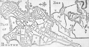 خريطة بوسطن ، مطبوعة في Bickerstaffs Albany Almanack ، 1776 (طباعة)