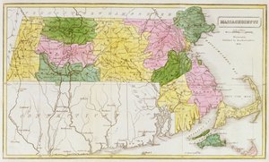 خريطة ماساتشوستس ، من "المجموعات التاريخية لماساتشوستس" ، بقلم جون وارن باربر ، 1839