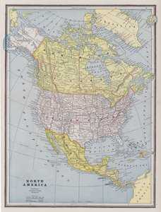 Map of North America (coloured engraving) بواسطة المدرسة الأمريكية