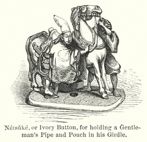 Netsuke ، أو Ivory Button ، لحمله أنبوب وحقيبة Gentleman في حزامه (نقش) بواسطة المدرسة الأمريكية