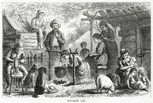 الحياة خارج المنزل ، رسم توضيحي لقصة مميزة ، مجتمع المنبوذين ، من Appletons Journal ، 23 مارس 1872 بواسطة المدرسة الأمريكية