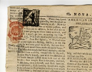 صفحة من هاليفاكس جازيت ، أو المستشار الأسبوعي "، نوفا سكوشيا ، من 12 إلى 19 ديسمبر 1765 بواسطة المدرسة الأمريكية