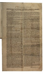 عريضة من المؤتمر العام في أمريكا إلى الملك ، المؤتمر القاري ، 26 أكتوبر 1774
