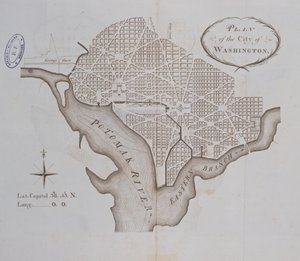 خطة مدينة واشنطن كما تم وضعها في الأصل عام 1793 بواسطة المدرسة الأمريكية