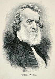 صورة لجدعون ويلز (1802-1878) ، وزير البحرية الأمريكية أثناء الحرب وإعادة الإعمار (ليثو) بواسطة المدرسة الأمريكية