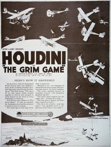 إعلان ملصق "The Grim Game" بطولة هوديني بواسطة المدرسة الأمريكية