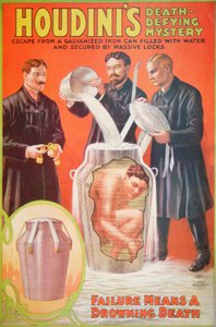 Poster advertising a new act by Houdini (colour litho) بواسطة المدرسة الأمريكية