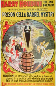 Poster advertising a new act by Houdini (colour litho) بواسطة المدرسة الأمريكية