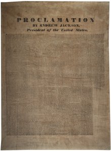 إعلان أندرو جاكسون (1767-1845) ، رئيس الولايات المتحدة ، 10 ديسمبر 1832