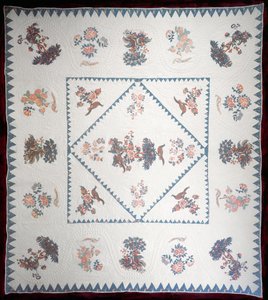لحاف في Broderie Perse ، c.1800 (مطبوع ، قطن مطبوع على أرضية لحاف) بواسطة المدرسة الأمريكية