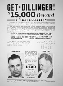 Reward poster for John Dillinger بواسطة المدرسة الأمريكية