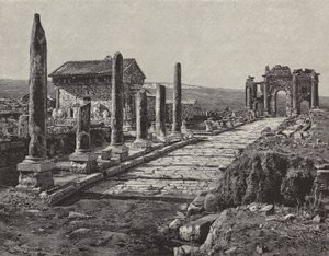 أطلال مدينة تيمقاد الرومانية البربرية (ثاموجاس القديمة) ، الجزائر (نقش) بواسطة المدرسة الأمريكية
