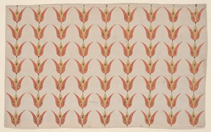 سبعة صفوف من زهور التوليب ، لوحة فراكتور ، c.1800-20 بواسطة المدرسة الأمريكية