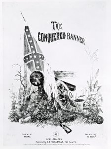 غلاف الموسيقى ورقة ل "The Conquered Banner" ، قصيدة من Moina ، الموسيقى من قبل La Hache ، حانة. بواسطة AE Blackmar ، 1862 بواسطة المدرسة الأمريكية