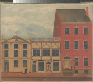 متجر ومستودع Duncan Phyfe في شارع Fulton في مدينة نيويورك ، حوالي 1817-1820 (ألوان مائية وحبر وغواش على ورق أبيض) بواسطة المدرسة الأمريكية