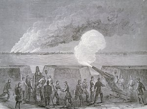 حصار تشارلستون ، المدينة المحترقة تحت القصف ، 3 يناير 1864 ، من Harper