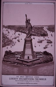 Statue of Liberty ‘to be erected on Bedloe’s Island’, print of 1885 (engraving) بواسطة المدرسة الأمريكية