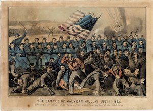 معركة مالفيرن هيل ، فيرجينيا ، 1 يوليو 1862 ، حانة. بواسطة Currier & Ives ، c.1862