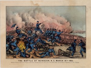 معركة نيوبيرن ، نورث كارولاينا ، 14 مارس 1862 ، حانة. بواسطة Currier & Ives ، c.1862