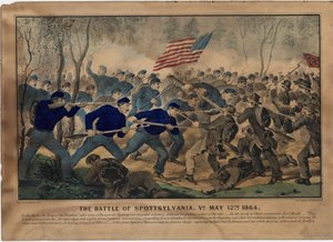 معركة سبوتسيلفانيا ، فرجينيا. 12 مايو 1864 ، حانة. بواسطة Currier & Ives ، c.1864