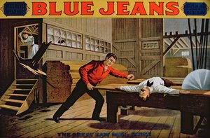 مشهد مطحنة المنشار العظيم ، ملصق لـ Blue Jeans
