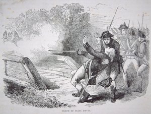 The death of Isaac Davis at Concord Bridge بواسطة المدرسة الأمريكية