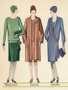 ثلاثة من Flappers نمذجة أزياء المصمم الفرنسي بواسطة المدرسة الأمريكية