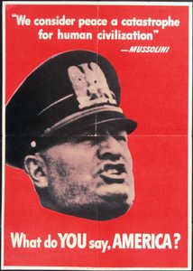 "What do YOU say AMERICA?", US 2nd World War Poster with face of Mussolini, Anon, c.1942 بواسطة المدرسة الأمريكية