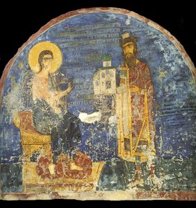 الأمير الكبير ياروسلاف الثاني Vsevolodovich مع نموذج للكنيسة Nereditsa قبل المسيح ، القرن الثاني عشر