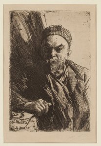صورة للشاعر بول فيرلين (1844-1896) - زورن ، أندرس ليونارد (1860-1920) - 1895 - حفر - 23.7 × 16 - مجموعة خاصة بواسطة المختلف هو ليونارد زورن
