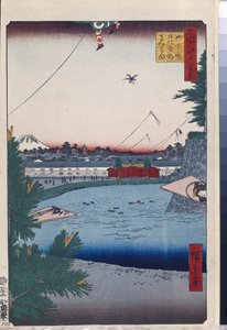 Cent vues celebres d'Edo: Hibiya و Soto-Sakurada من Yamashita-cho (مائة منظر مشهور لإيدو) - Hiroshige ، Utagawa (1797-1858) - 1856-1858 - نقش خشبي ملون - متحف State Hermitage ، سانت بطرسبرغ بواسطة أندو أو أوتاغاوا هيروشيغي