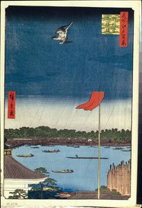 تحتفل Cent vues d'Edo: Komakata Hall و Azuma Bridge (مائة منظر مشهور لإيدو) - هيروشيغي ، أوتاغاوا (1797-1858) - 1856-1858 - نقش خشبي ملون - متحف الإرميتاج ، سانت بطرسبرغ بواسطة أندو أو أوتاغاوا هيروشيغي