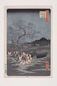 ليلة رأس السنة الجديدة Foxfires at the Changing Tree،؟ ji (؟ ji Sh؟ zoku enoki؟ misoka no kitsunebi) (color woodblock print) بواسطة أندو أو أوتاغاوا هيروشيغي
