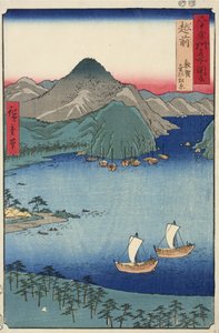 غابة الصنوبر في Kebi في Tsuruga في مقاطعة Echizen ، لا. 31 من سلسلة صور الأماكن الشهيرة في المقاطعات الستين ، 1853 بواسطة أندو أو أوتاغاوا هيروشيغي