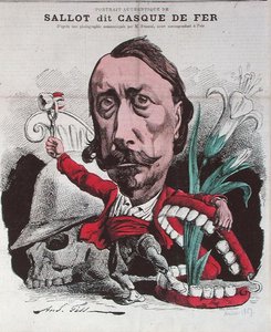 Sallot ، المعروف باسم "Casque de Fer" ، من La Lune ، نقش بواسطة Marchandeux ، 4 أغسطس 1867 (نقش ملون) بواسطة أندريه (بعد) جيل