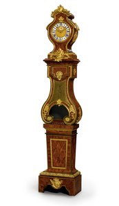 Regence Quarter String Regulateur ، حركة Thuret ، حوالي عام 1720 (مركبة Ormolu ، قرن بول نحاسي مطعمة باللون الأزرق ، كينجوود) (انظر أيضًا 469018) بواسطة أندريه تشارلز (Attr. To) Boulle