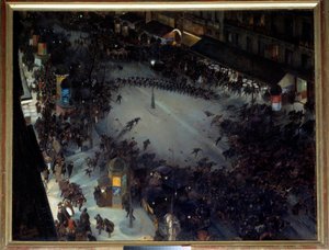 La Charge، Boulevard Montmartre مشهد من المظاهرات في باريس. رسم أندريه ديفامبيز (1867-1944) 1901 صن. 1.27 × 1.62 م. باريس ، متحف أورسيه