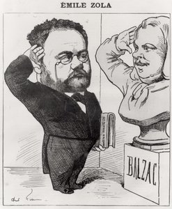 كاريكاتير إميل زولا (1840-1902) تحية تمثال نصفي للشرف (1799-1850) 1878