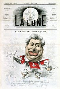 رسم كاريكاتوري وتوقيع ألكسندر دوماس - جيل في "لا لون" من 02/12/1866 بواسطة أندرو جيل