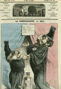 رسم كاريكاتوري من قبل السياسيين الفرنسيين أدولف تيير (1797-1877) وليون غامبيتا (1838-1882). غلاف في “L