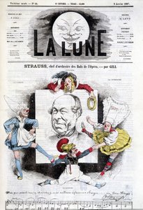 رسم كاريكاتوري ليوهان شتراوس جونيور (1825-1899) في "القمر" ، 6 يناير بواسطة أندرو جيل