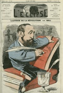 رسم كاريكاتوري لجول كلاريتي (1840-1913) ، روائي وكاتب مسرحي وناقد فرنسي. غلاف في "L