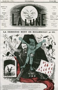كارتون "La last mort de Rocamole" ومؤلفه ، Pierre Alexis Ponson du Terrail (1829-1871). كارتون جيل ، في "القمر" ، 26 أغسطس بواسطة أندرو جيل