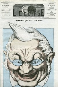 رسم كاريكاتوري لـ "الرجل الذي يضحك" ، Adolphe Thiers (1797-1877) ، سياسي فرنسي. غلاف في "L'Eclipse" بقلم جيل ، 13 سبتمبر بواسطة أندرو جيل