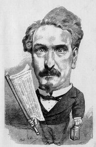 رسم لأندريه جيل يمثل الصحفي والسياسي الفرنسي هنري روشفور (1831-1913) ، في "" The Illustrous World " بواسطة أندرو جيل