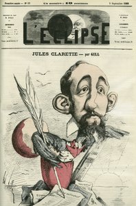 جول كلاريتي (1840-1913) ، روائي وكاتب مسرحي وناقد فرنسي. غلاف في "L'Eclipse" بقلم جيل ، 5 سبتمبر بواسطة أندرو جيل
