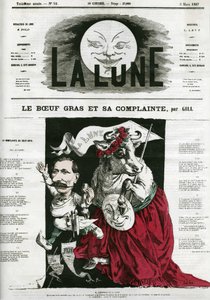 Le Beeuf gras et sa lamentte ، توضيح لأغنية. كارتون جيل ، في "القمر" ، 3 مارس بواسطة أندرو جيل