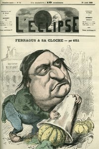 Louis Ulbach dit Ferragus (1822-1889) ، رئيس تحرير صحيفة "La Cloche" ، كاتب وصحفي فرنسي. غلاف في "L'Eclipse" بقلم جيل ، 30 أغسطس