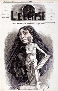 مدموزيل أجار (من أوديون) ممثلة في الأكاديمية الفرنسية. الرسم بواسطة جيل في الكسوف بواسطة أندرو جيل