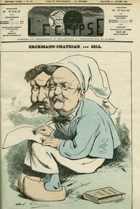 صورة ألكسندر شاتريان (1826-1890) وإميل إركمان (1822-1899) ، المعروفين باسم إركمان-شاتريان ، وهما ثنائي الروائيين الفرنسيين. غلاف في “L